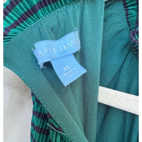 Draper James XL Green Stripe Pleated Midi Dress - Picture 3 of 9